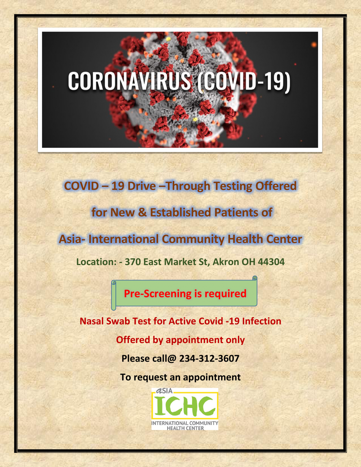 Coronavirus Testing Flyer